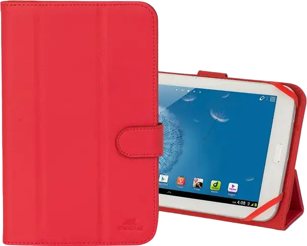 RivaCase Malpensa 3132 Universal 7-inch Tablet Case, Red Faux Leather Folio with Microfiber Lining, Magnetic Closure and Integrated Stand