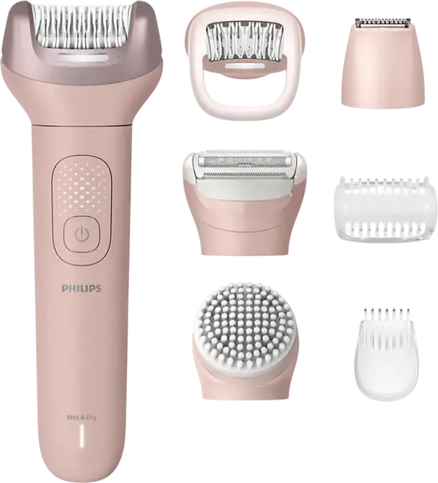 Philips BRE719/00 Series 9000 Cordless Wet & Dry Epilator, 32 Tweezers, 360 LED Light, ProGuide Head, Shaving, Trimming, Exfoliation, Pedicure, Pink