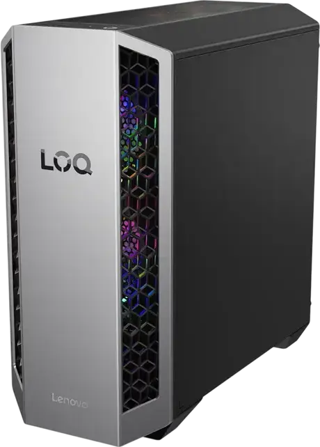 Lenovo LOQ Tower 26ADR10 Gaming Desktop PC, AMD Ryzen 8000 Series, NVIDIA GeForce RTX 50 Series, DDR5 RAM, PCIe 4.0 NVMe SSD, Wi-Fi 7, 26L Chassis, No Illumination