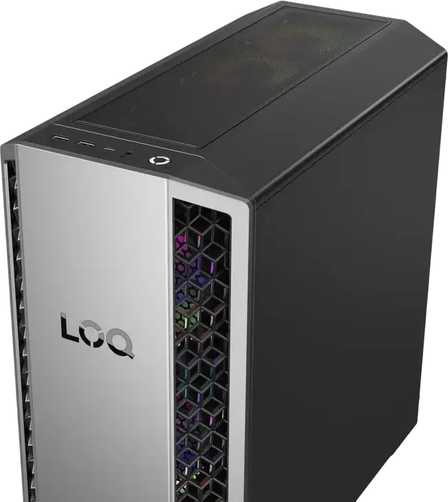 Lenovo LOQ Tower 26ADR10 Gaming Desktop PC, AMD Ryzen 8000 Series, NVIDIA GeForce RTX 50 Series, DDR5 RAM, PCIe 4.0 NVMe SSD, Wi-Fi 7, 26L Chassis, No Illumination