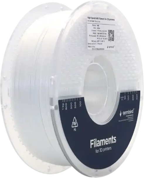 Gembird 3DP-ABS1.75HY-01-W High Speed ABS 3D Printing Filament, 1.75mm Diameter, White, 1kg
