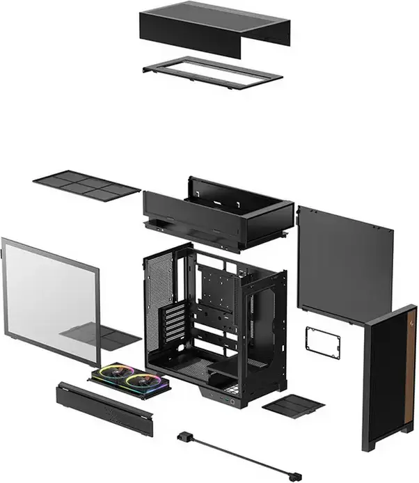 Carcasă PC Deepcool CL660, Midi-Tower, Fără PSU, Negru
