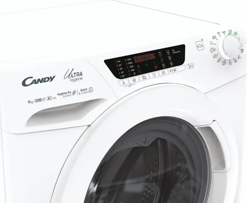 Candy HE 1294TWM6/1-S Ultra Hygiene Front-Loading Washing Machine, 9kg, 1200rpm, Inverter Motor, Wi-Fi, Bluetooth, hOn App, White