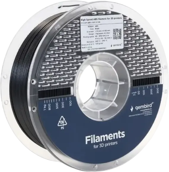 Gembird 3DP-ABS1.75HY-01-W High Speed ABS 3D Printing Filament, 1.75mm Diameter, Blue, 1kg