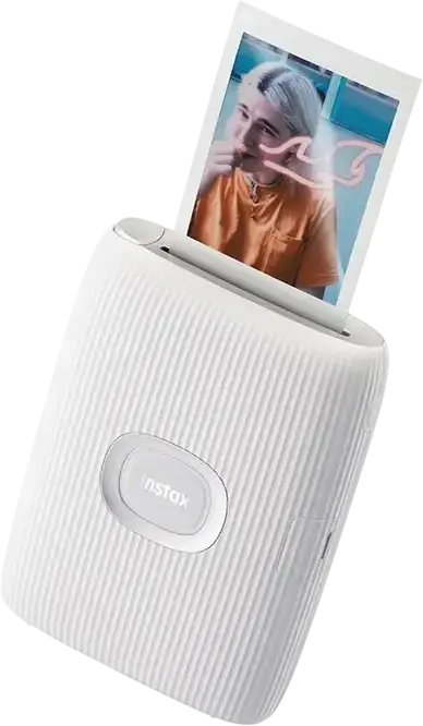 Imprimanta foto pentru smartphone Fujifilm instax Mini Link 2, Alb Clay, Bluetooth 4.2, film mini 62 x 46 mm, INSTAXAiR, coduri QR, baterie reincarcabila