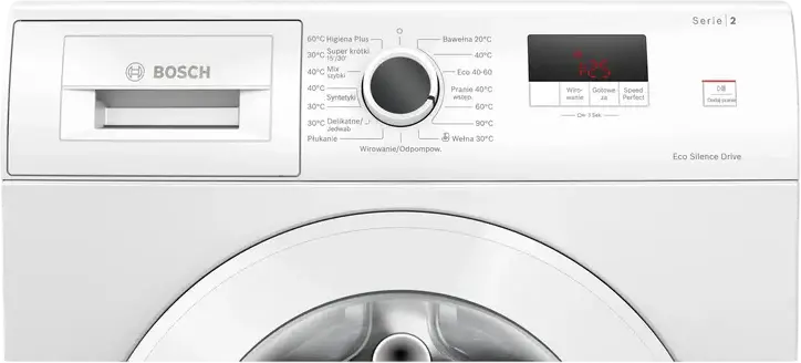 Bosch Serie 2 WGE03201PL Front-Load Washing Machine, 8kg Capacity, Energy Class A, 1200 rpm, EcoSilenceDrive Inverter Motor, 15 Programs, White