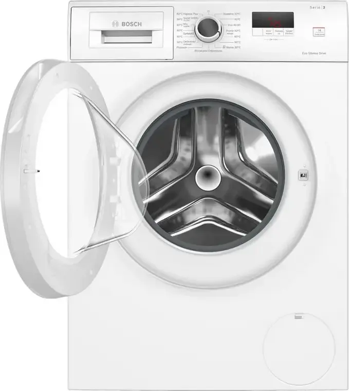 Bosch Serie 2 WGE03201PL Front-Load Washing Machine, 8kg Capacity, Energy Class A, 1200 rpm, EcoSilenceDrive Inverter Motor, 15 Programs, White