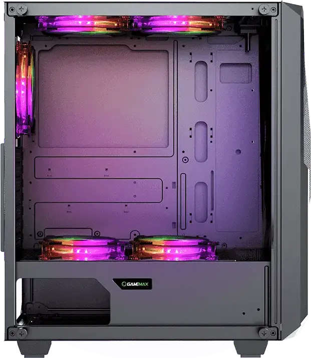 Carcasa PC Gamemax Revolt Midi ATX Tower, Sticla Temperata, 4 Ventilatoare 120mm ARGB, Suport E-ATX, Panou Frontal Mesh, Controler RGB, Negru