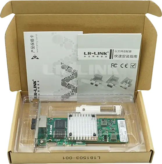 LR-Link LREC9712HT Dual Port Gigabit Ethernet Network Adapter, Intel I350 Controller, PCIe 2.1 x4, 10/100/1000 Mbps, DPDK and Virtualization Support
