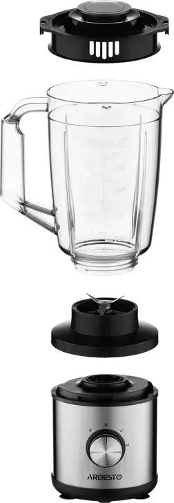 Ardesto SBG-MF400B Multifunctional Stationary Blender 400W, 1L Bowl, Stainless Steel Blades, Chopper and Grinder, Pulse Mode, Silver-Black