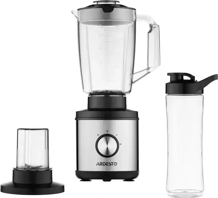 Ardesto SBG-MF400B Multifunctional Stationary Blender 400W, 1L Bowl, Stainless Steel Blades, Chopper and Grinder, Pulse Mode, Silver-Black