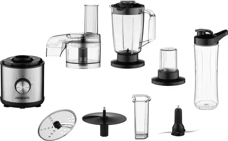 Ardesto SBG-MF400B Multifunctional Stationary Blender 400W, 1L Bowl, Stainless Steel Blades, Chopper and Grinder, Pulse Mode, Silver-Black