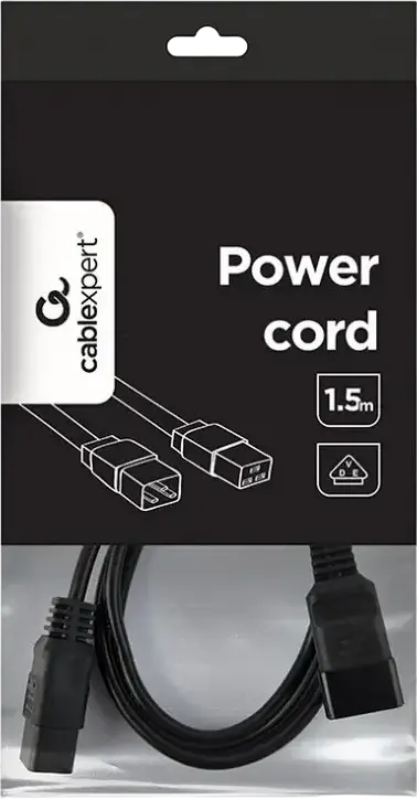 Силовой кабель Cablexpert PC-189-C19, разъем IEC C14 — IEC C13, 16A, сечение 1.0мм2, длина 1.5м, черный, для серверов и сетевого оборудования
