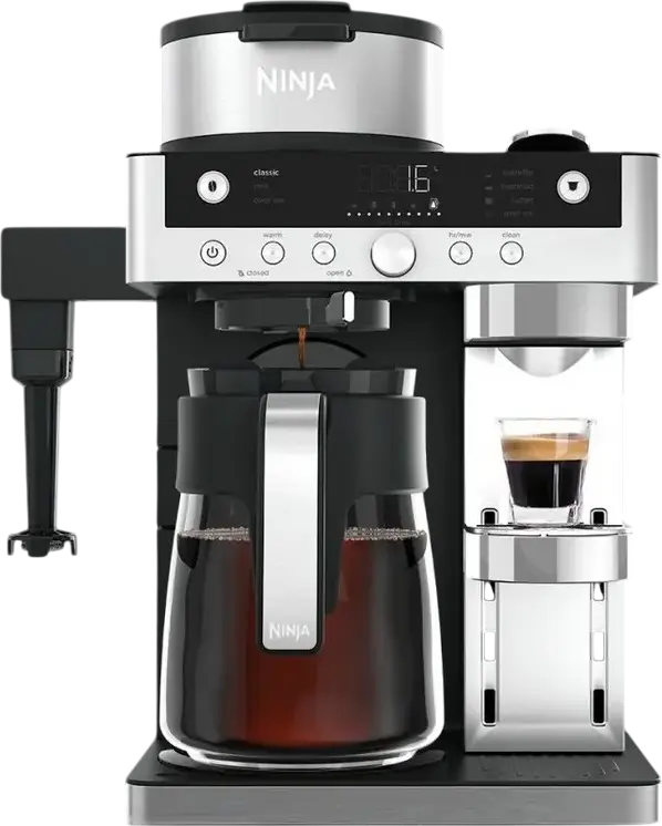 Ninja Prestige DualBrew System CFN803EU 2-in-1 Coffee Maker, Filter & Capsule Espresso, 19 Bar Pump, 1.8L Tank, Integrated Milk Frother, 1500W