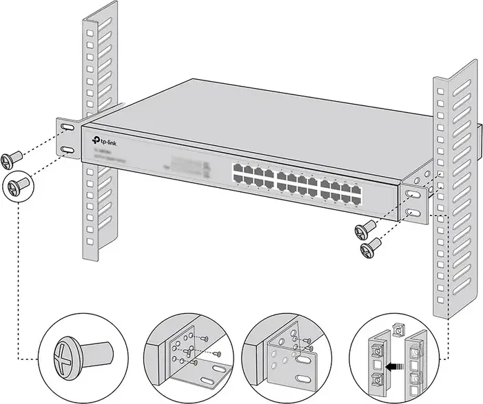 Kit de Montare TP-Link RackMount Kit-13 Brackets Metalice pentru Switch-uri de 13 inch, Include Piulițe și Șuruburi