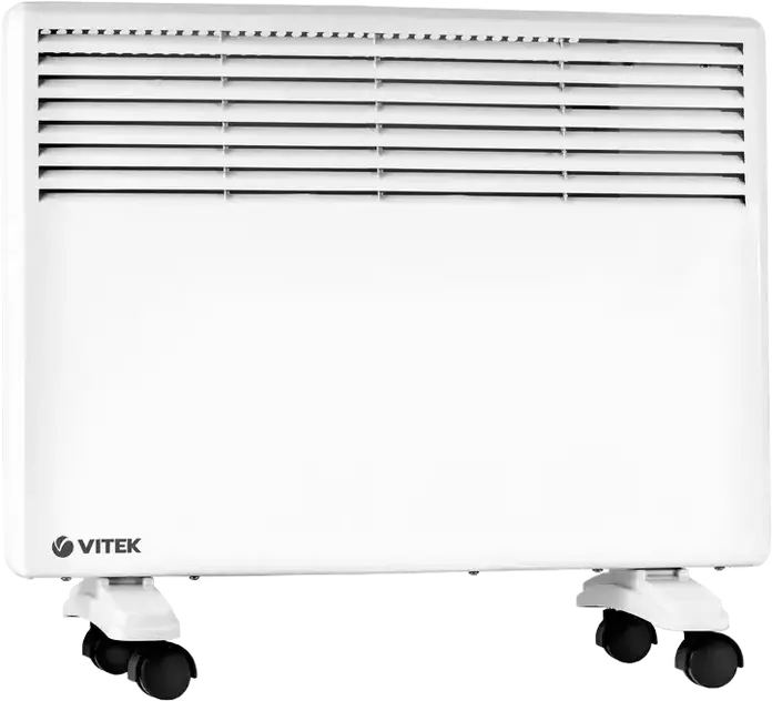 VITEK VT-2184 Convection Heater, 1500W Electric Convector for 20m2, Metal Case, Adjustable Thermostat, IP24 Protection, White, Floor Standing