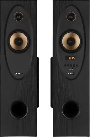 F&D T-35X 2.0 Floorstanding Audio System, 80W RMS, Bluetooth 5.0, FM Radio, Optical, USB, AUX, Wooden MDF, Karaoke with Microphone, Black
