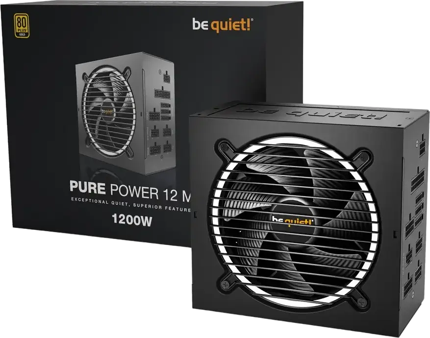 be quiet! Pure Power 12 M 1200W Power Supply, ATX 3.0/3.1, 80 PLUS Gold, Fully Modular, PCIe 5.1 12VHPWR, 120mm Silence-Optimized Fan, 10-Year Warranty