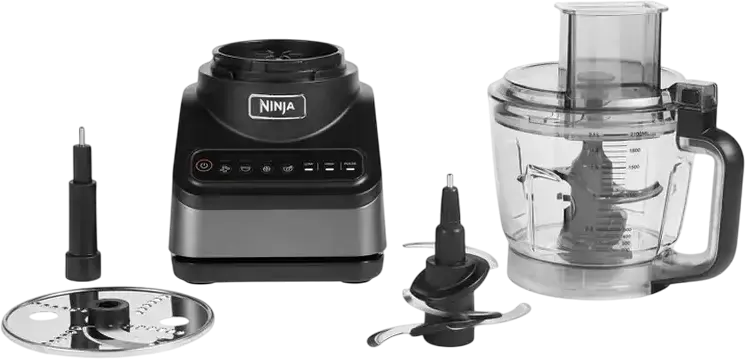 Ninja BN650 Food Processor 850W, 2.1L Bowl, Auto-iQ Intelligent Programs, Stainless Steel Blades, Blending, Chopping, Slicing, Grating, Black/Grey