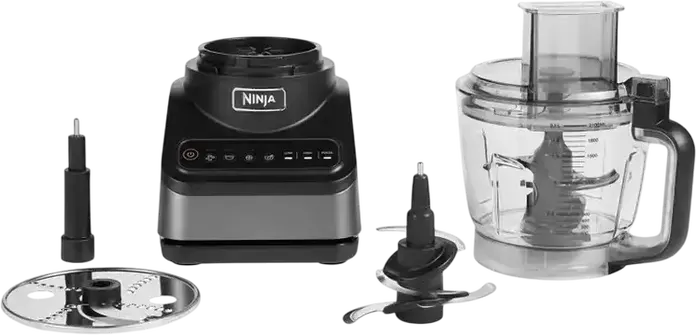Ninja BN650 Food Processor 850W, 2.1L Bowl, Auto-iQ Intelligent Programs, Stainless Steel Blades, Blending, Chopping, Slicing, Grating, Black/Grey