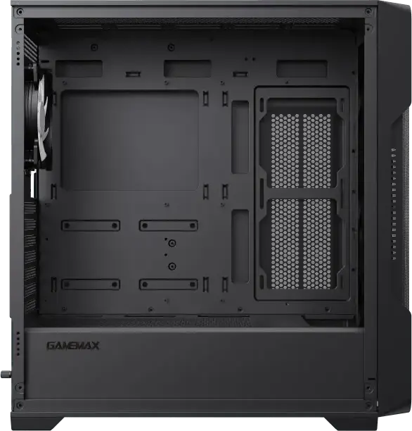 Gamemax Siege Midi-Tower Gaming Case, E-ATX/ATX/M-ATX/ITX, 4x 120mm ARGB Fans, Tempered Glass Side Panel, Mesh Front, Black, Support 360mm Radiator
