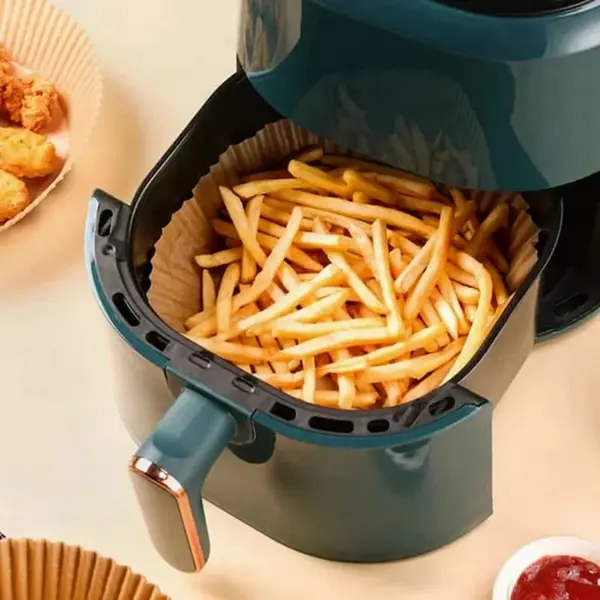 Hârtie de Copt Pătrată pentru Friteuza cu Aer Papro, Rezistentă la Căldură până la 220°C, 20 x 20 cm, Bej