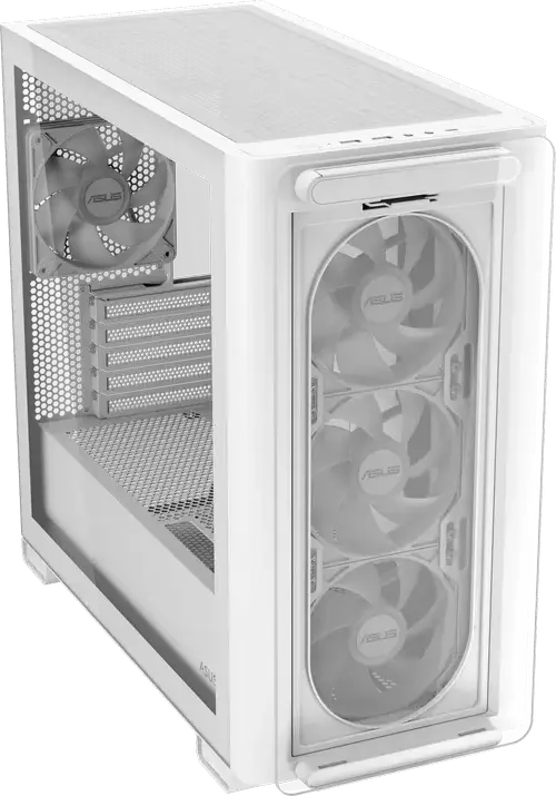Carcasa ASUS A23 PLUS TG ARGB Micro-ATX Mini-Tower, Albă, Sticla Temperata, 4 Ventilatoare ARGB, Suport Radiatoare 360mm, USB 3.2 Gen2 Type-C, AURA Sync