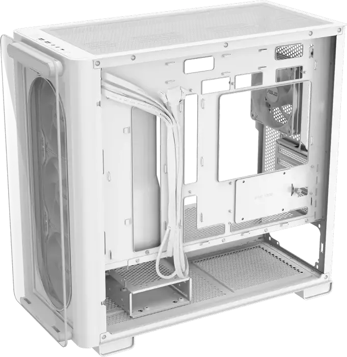 Carcasa ASUS A23 PLUS TG ARGB Micro-ATX Mini-Tower, Albă, Sticla Temperata, 4 Ventilatoare ARGB, Suport Radiatoare 360mm, USB 3.2 Gen2 Type-C, AURA Sync