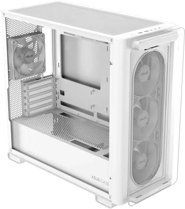 Carcasa ASUS A23 PLUS TG ARGB Micro-ATX Mini-Tower, Albă, Sticla Temperata, 4 Ventilatoare ARGB, Suport Radiatoare 360mm, USB 3.2 Gen2 Type-C, AURA Sync