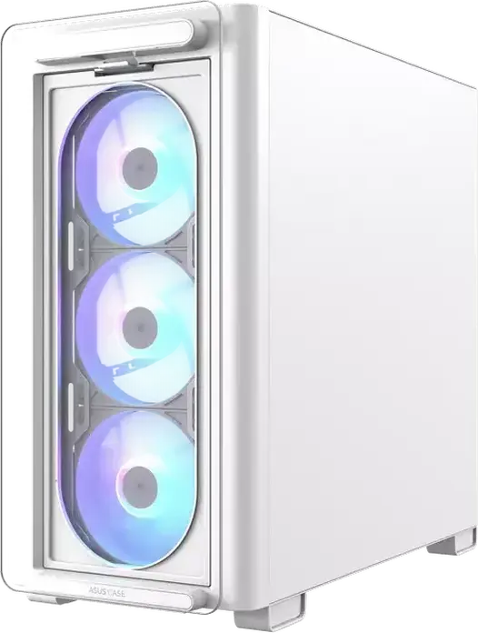 Carcasa ASUS A23 PLUS TG ARGB Micro-ATX Mini-Tower, Albă, Sticla Temperata, 4 Ventilatoare ARGB, Suport Radiatoare 360mm, USB 3.2 Gen2 Type-C, AURA Sync