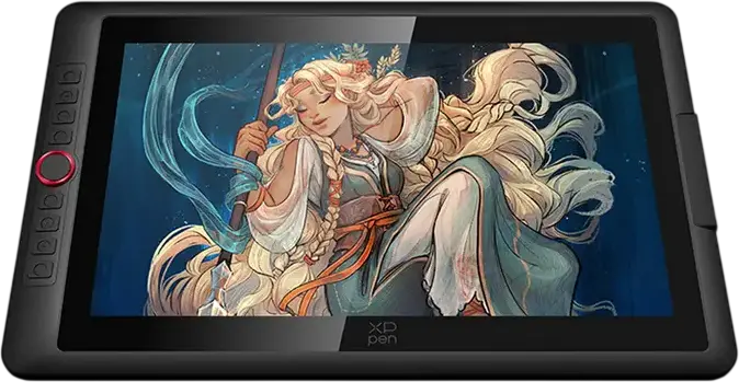 XP-Pen Artist 15.6 Pro V2 Graphics Tablet with Screen, 1920x1080 FHD, X3 Pro Smart Chip Stylus 16384 Pressure Levels, Red Dial, 99% sRGB, Black