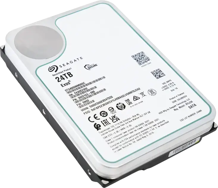 Seagate Exos ST28000NM000C 24TB 3.5-inch SATA 6Gb/s 7200 RPM 512MB Cache Enterprise Hard Drive - Factory Recertified