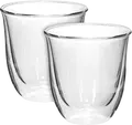 DeLonghi DLSC300 Essential Collection Double Wall Thermal Espresso Glasses, 90ml Hand-Blown Borosilicate Glass, Dishwasher Safe, Transparent