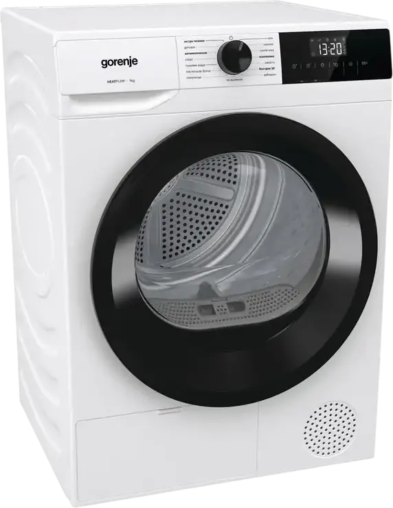Uscător rufe cu pompă de căldură Gorenje D2HNE7E, Capacitate 7kg, Clasa Energetică E, 15 Programe, Display LED, AntiCrease, AirRefresh, Alb/Negru