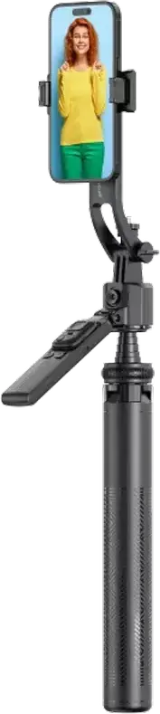Stick Selfie Tripod Proove FaceFix, Lungime Maxima 163.5 cm, Aliaj Aluminiu si ABS, Picioare Tripod Integrate, Telecomanda, USB Type-C, Negru