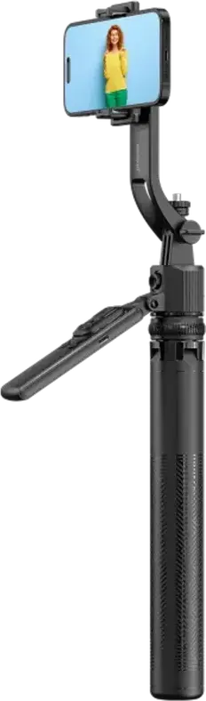 Stick Selfie Tripod Proove FaceFix, Lungime Maxima 163.5 cm, Aliaj Aluminiu si ABS, Picioare Tripod Integrate, Telecomanda, USB Type-C, Negru