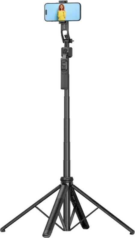 Stick Selfie Tripod Proove FaceFix, Lungime Maxima 163.5 cm, Aliaj Aluminiu si ABS, Picioare Tripod Integrate, Telecomanda, USB Type-C, Negru