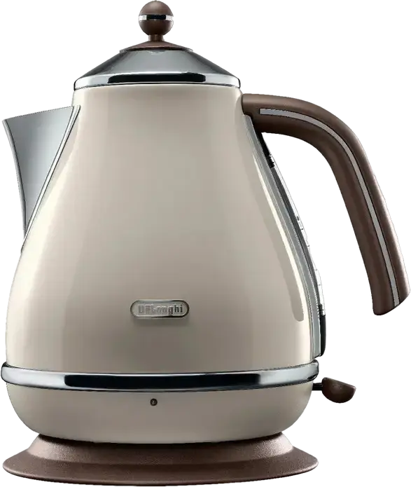 Электрический чайник DeLonghi Icona Vintage KBOV2001, бежевый, 1.7 л, 2000 Вт, нержавеющая сталь, поворотное основание 360°, съемный фильтр для воды, винтажный стиль