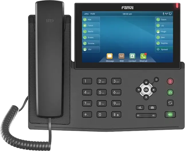 Telefon IP Enterprise Fanvil X7 cu Ecran Tactil Color de 7 inch, 20 Linii SIP, Audio HD, PoE, Gigabit Ethernet si Bluetooth, Negru