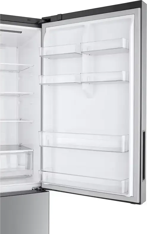 Холодильник LG GBB566PZHMN с нижней морозильной камерой, объем 462 л, Total No Frost, DoorCooling+, инверторный компрессор, ThinQ, цвет нержавеющая сталь