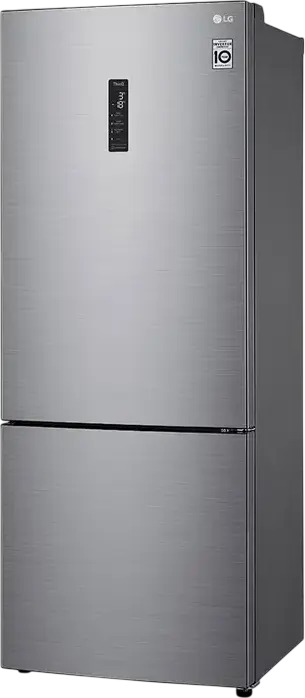 Холодильник LG GBB566PZHMN с нижней морозильной камерой, объем 462 л, Total No Frost, DoorCooling+, инверторный компрессор, ThinQ, цвет нержавеющая сталь