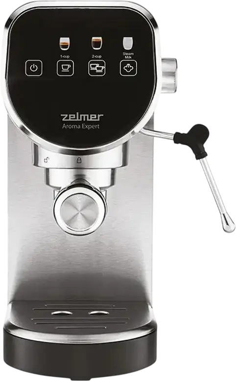 Zelmer ZCM7300 Aroma Expert Manual Espresso Machine, 20 Bar Pump, 1360W Thermoblock Heating, Touch Control, Stainless Steel, Grey