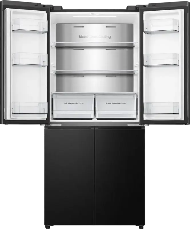 Hisense RQ5P470SALE 4-Door Side-by-Side Refrigerator, No Frost, 483L Net Volume, Wi-Fi Connectivity, LED Display, Black, 178.5x79.4x69.8 cm