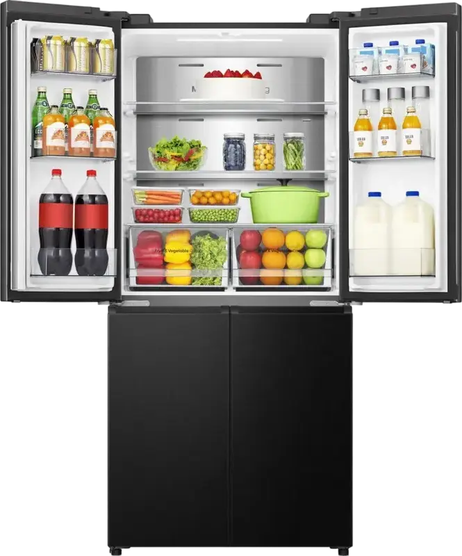 Hisense RQ5P470SALE 4-Door Side-by-Side Refrigerator, No Frost, 483L Net Volume, Wi-Fi Connectivity, LED Display, Black, 178.5x79.4x69.8 cm