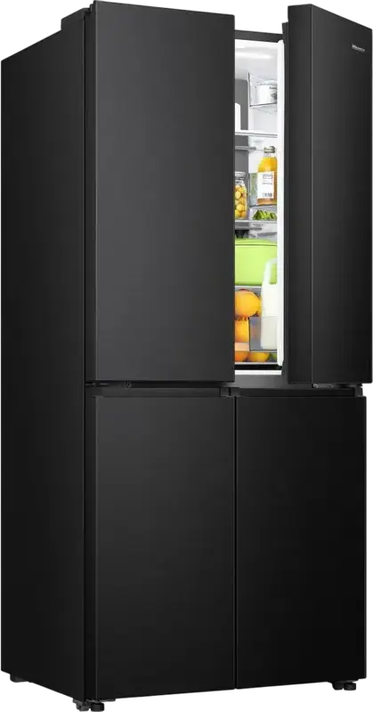 Hisense RQ5P470SALE 4-Door Side-by-Side Refrigerator, No Frost, 483L Net Volume, Wi-Fi Connectivity, LED Display, Black, 178.5x79.4x69.8 cm