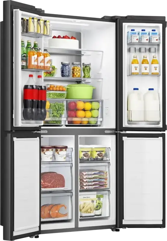Hisense RQ5P470SALE 4-Door Side-by-Side Refrigerator, No Frost, 483L Net Volume, Wi-Fi Connectivity, LED Display, Black, 178.5x79.4x69.8 cm