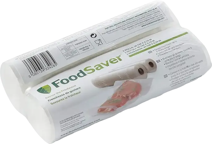 Рулоны для вакууматора FoodSaver FSR2002-I, 20 см x 6.7 м, прочный 5-слойный материал, многоразовые и моющиеся, подходят для кипячения и микроволновки