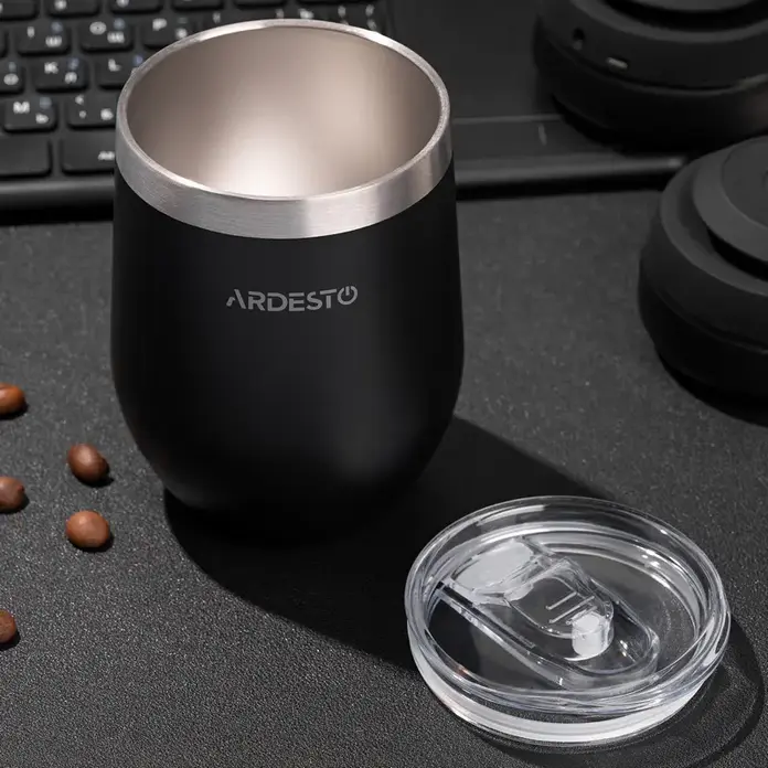 Термокружка Ardesto AR2635MMB, 350мл из нержавеющей стали 18/10, Черная, без BPA, сохранение тепла до 3ч / холода до 9ч
