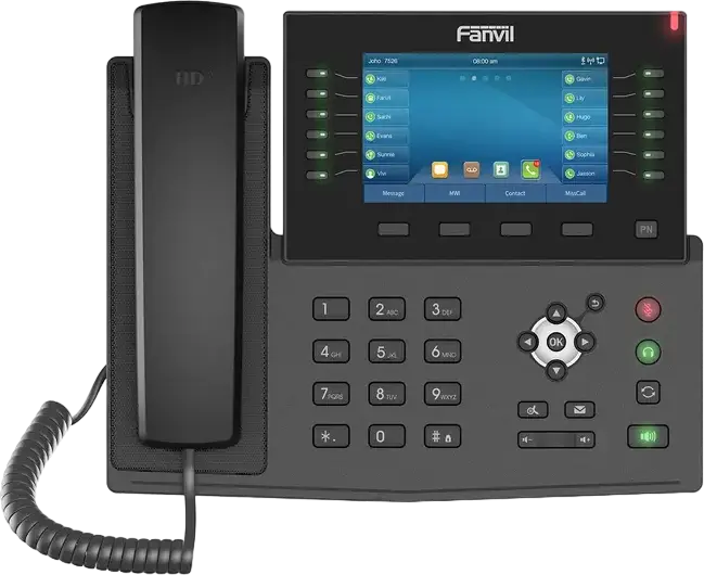 Fanvil X7C Enterprise IP Phone, 20 SIP Lines, 5-inch Color LCD TFT Screen, HD Audio, Bluetooth, Wi-Fi, PoE, Gigabit Ethernet, 60 Virtual DSS Keys, Black