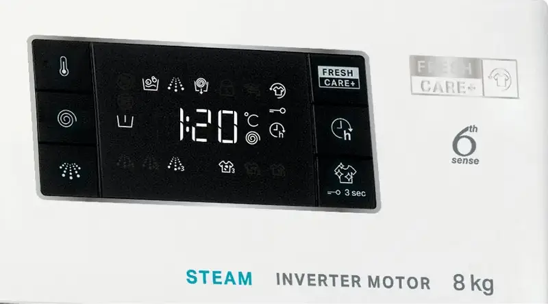 Whirlpool FFB 8258 BV EE Freestanding Washing Machine, 8kg, 1200 rpm, 6th Sense Technology, Inverter Motor, Steam Refresh, FreshCare+, White/Black